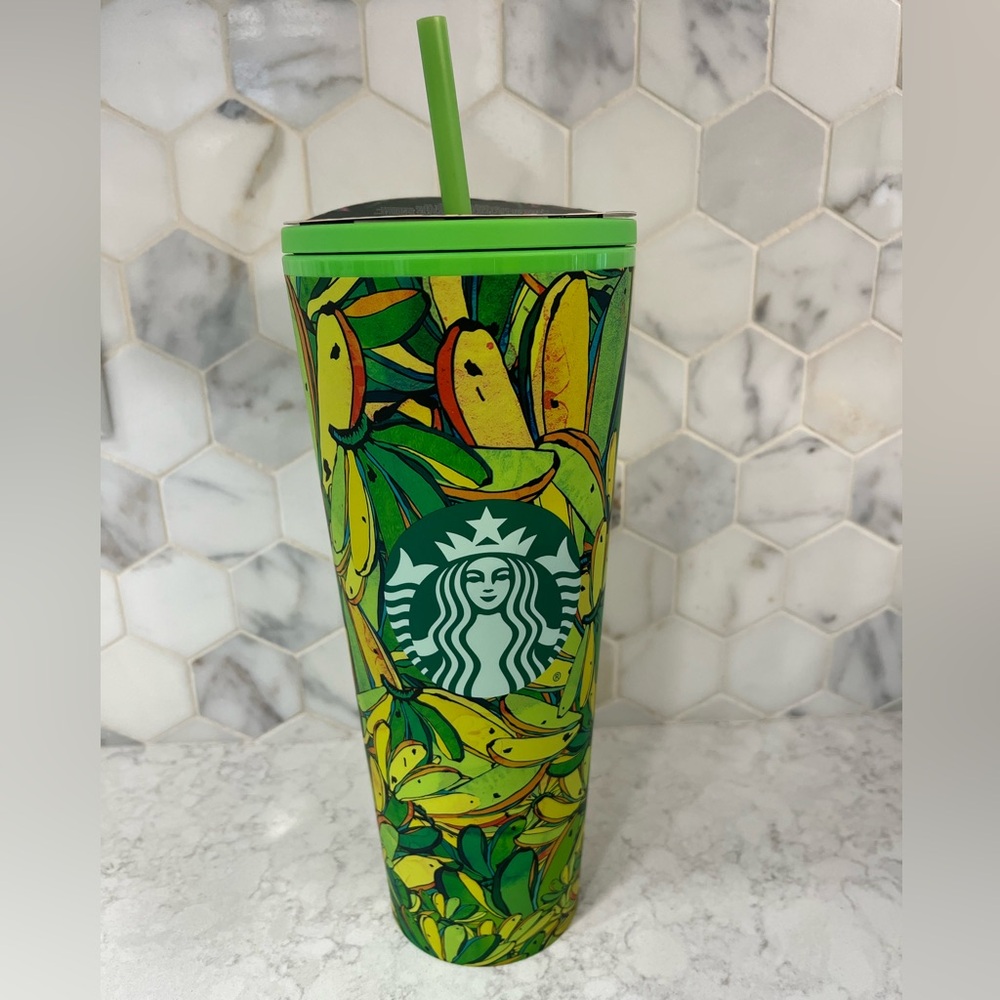 Starbucks + FARM Rio Colorful Green Floral Tumbler - Venti 24 oz - Picture 2 of 8